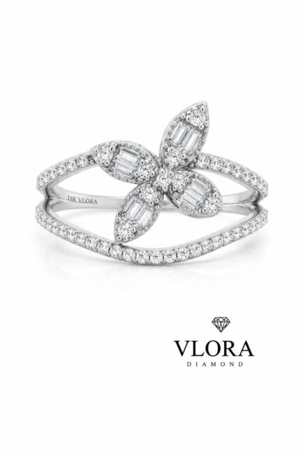 Baguette Butterfly Split Shank Ring