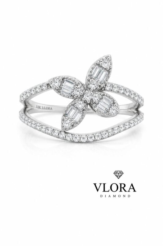 Baguette Butterfly Split Shank Ring