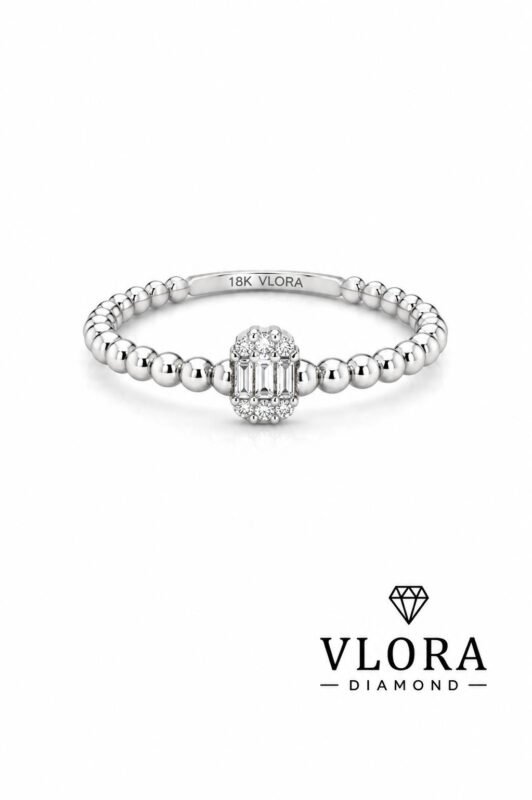 Beaded Band Baguette Cluster Ring