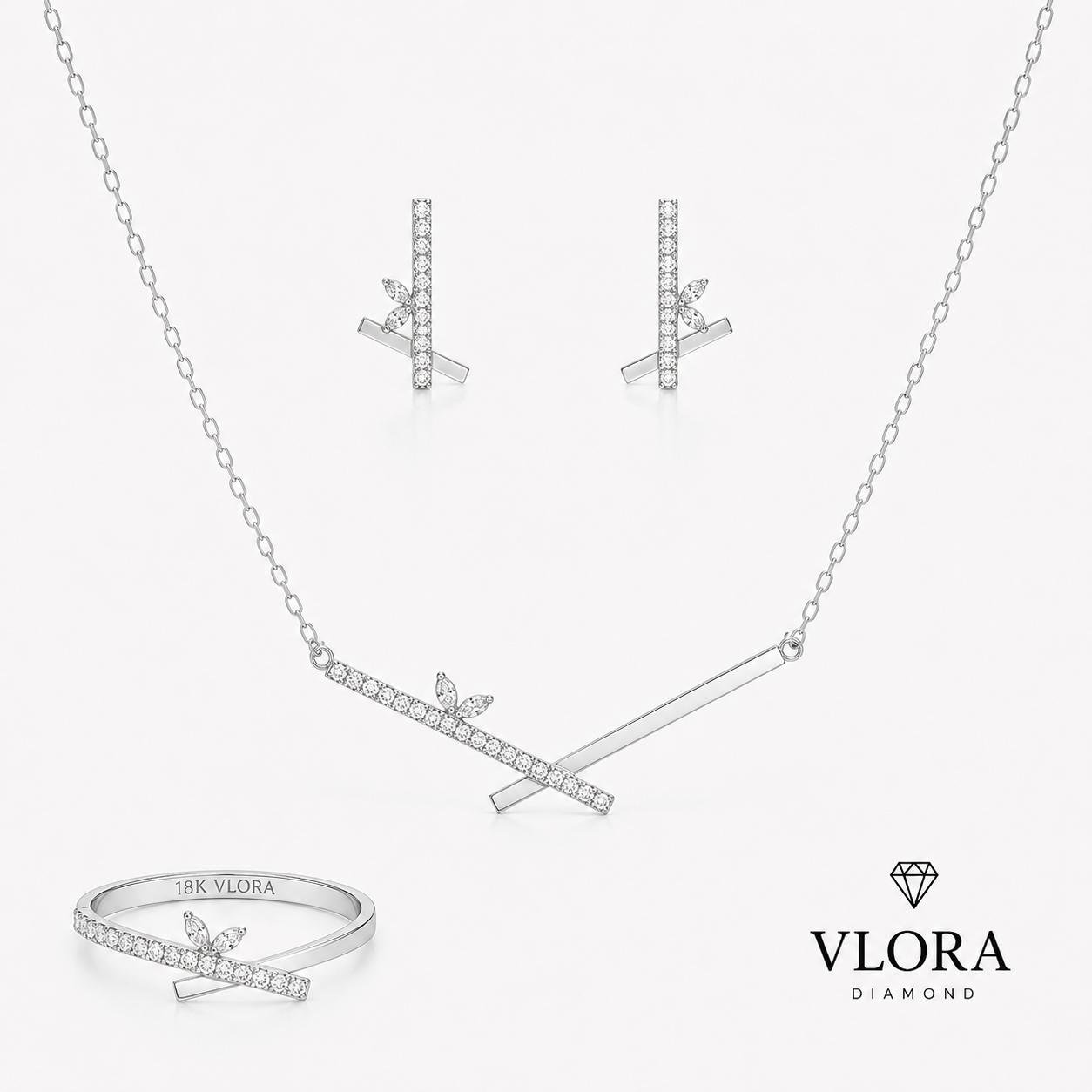Crossed Bar Necklace, Earrings & Ring Set Crossed Bar Necklace, Earrings & Ring Set