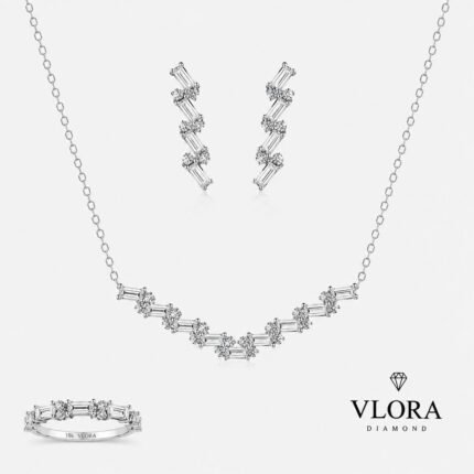 Floral Baguette Cluster Set