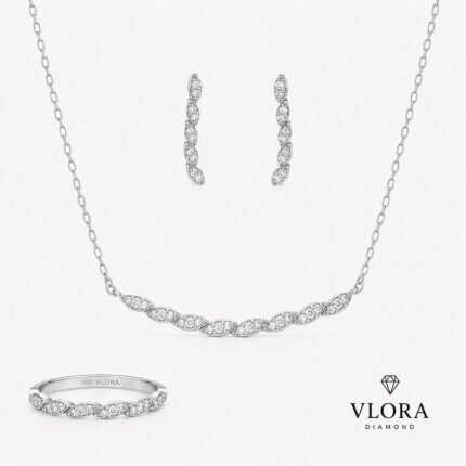 Leaf Cluster Necklace, Earrings & Ring Set