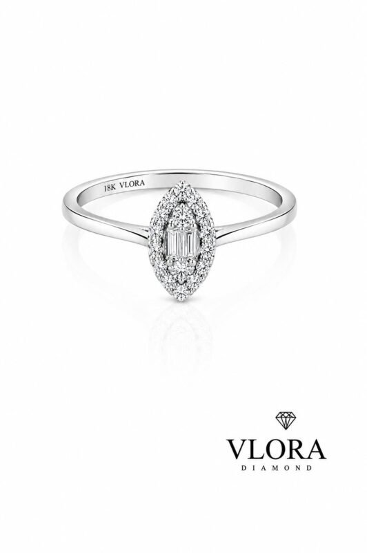 Marquise Halo Baguette Ring
