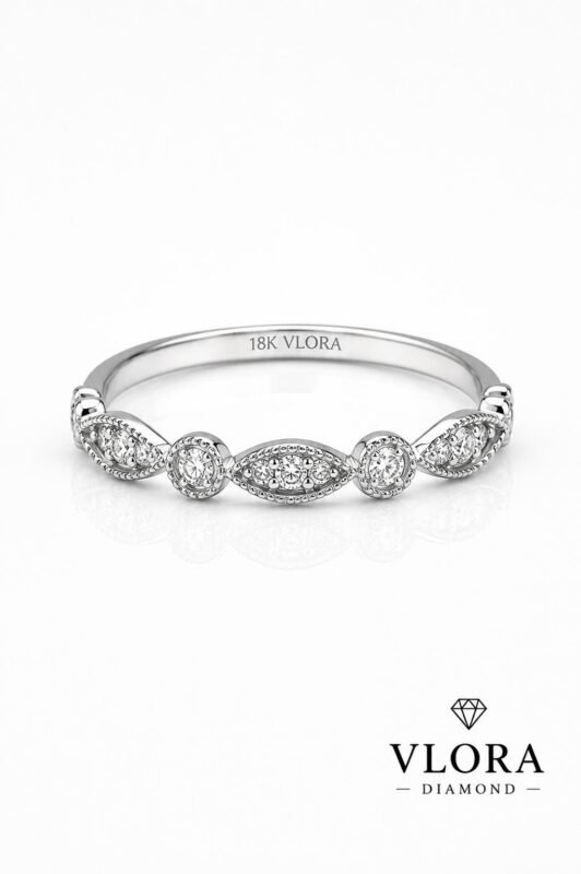 Milgrain Marquise & Round Wedding Band