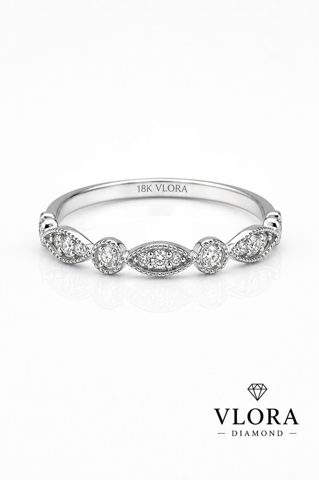 Milgrain Marquise & Round Wedding Band Milgrain Marquise & Round Wedding Band