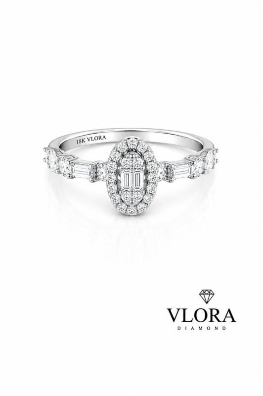 Oval Halo Mixed Cut Ring