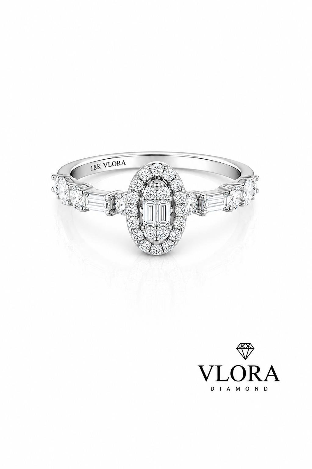 Oval Halo Mixed Cut Ring Oval Halo Mixed Cut Ring