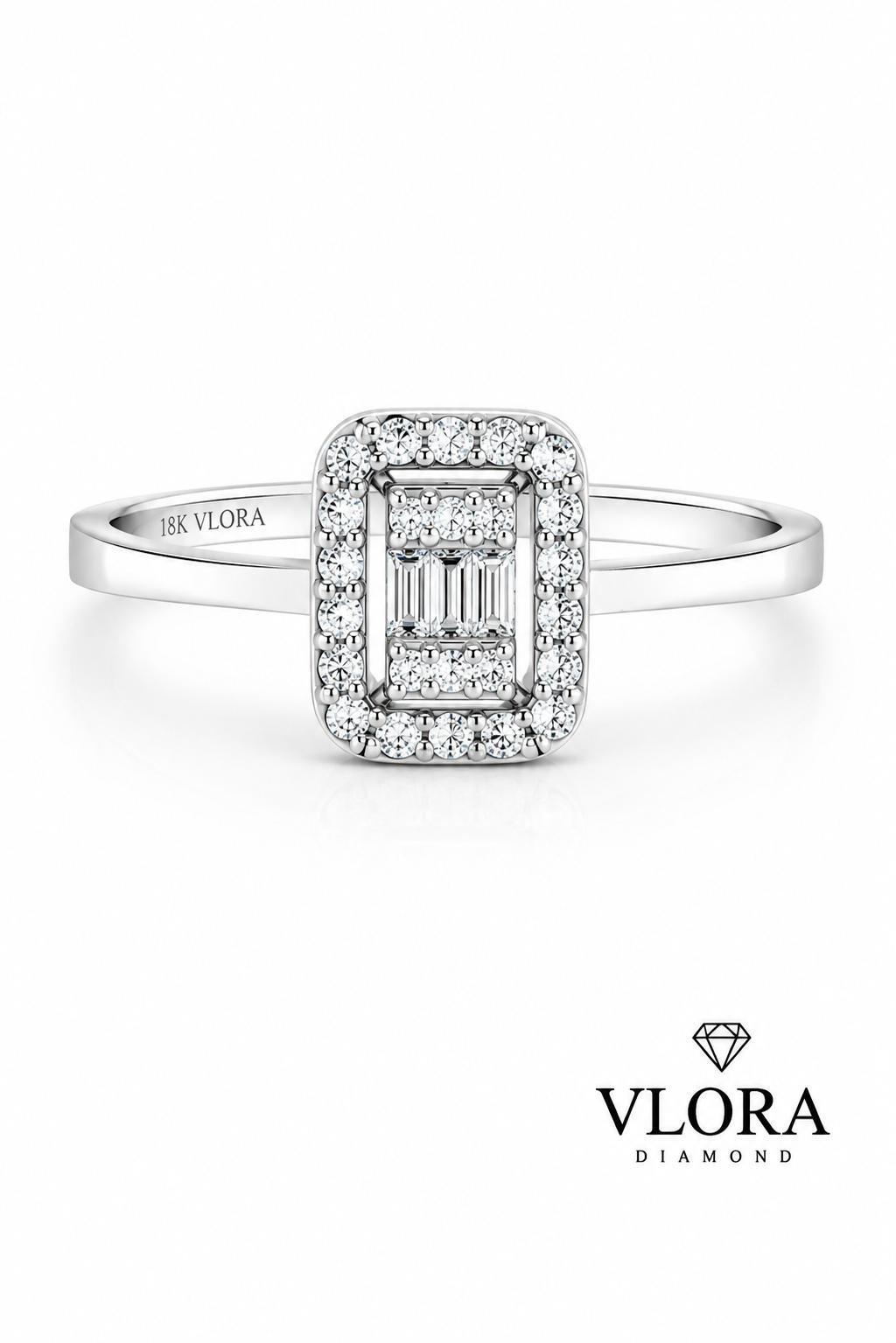 Rectangular Baguette Halo Ring Rectangular Baguette Halo Ring