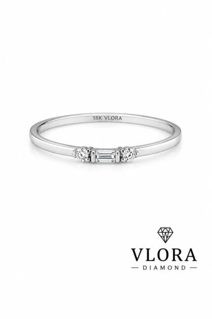 Round & Baguette Three Stone Ring