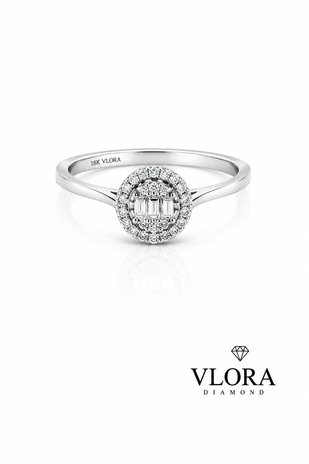 Round Halo Baguette Ring Round Halo Baguette Ring