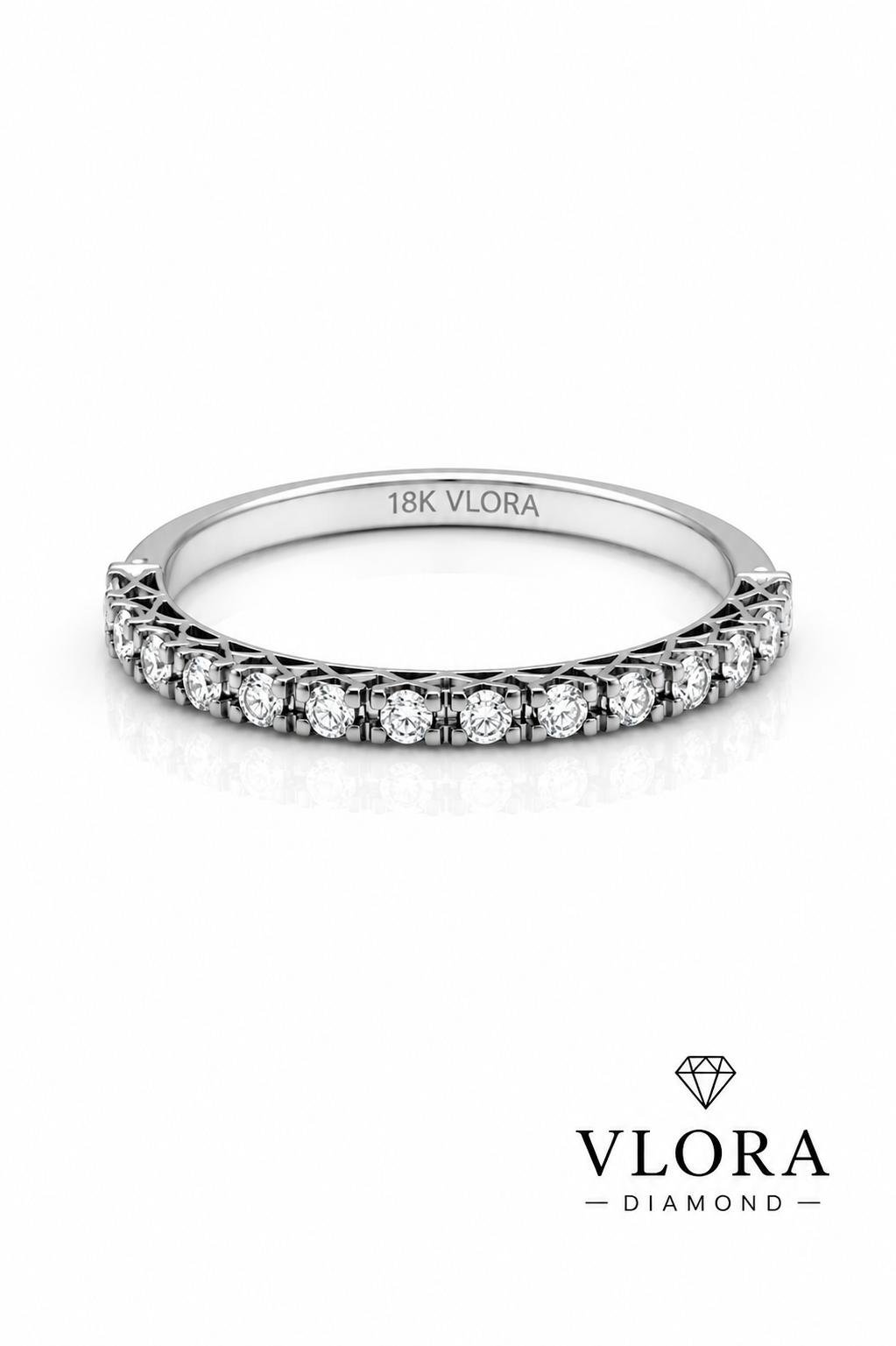 Shared Prong Pave Wedding Band Shared Prong Pave Wedding Band